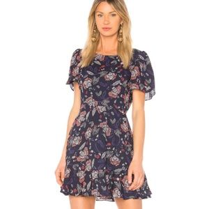 BB Dakota Cassidy Floral Mini Dress with Ruffle Hem and Split Sleeves Sz 8